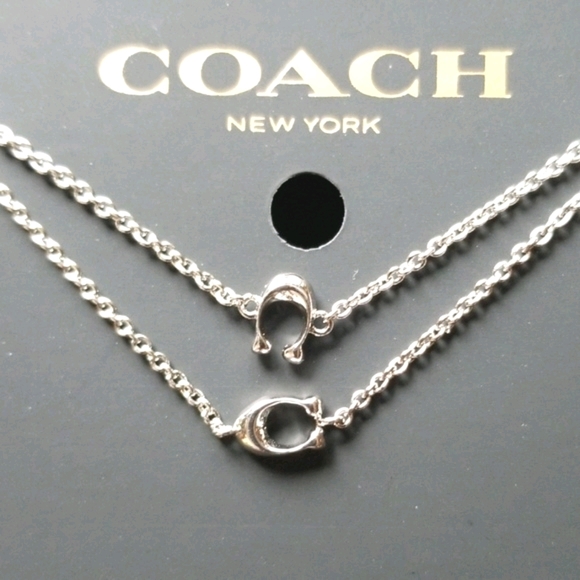 NWT Authentic COACH Signature Long Silvertone Necklace - Picture 4 of 12